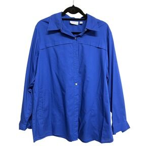 Joan Rivers Blue Long Sleeve Collar‎ Button-Down Blouse Women's Size L